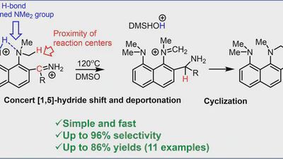 peri-Interactions in 1,8-bis(dimethylamino)naphthalene ortho-ketimine cations facilitate [1,5]-hydride shift: selective synthesis of 1,2,3,4-tetrahydrobenzo[h]quinazolines featured image